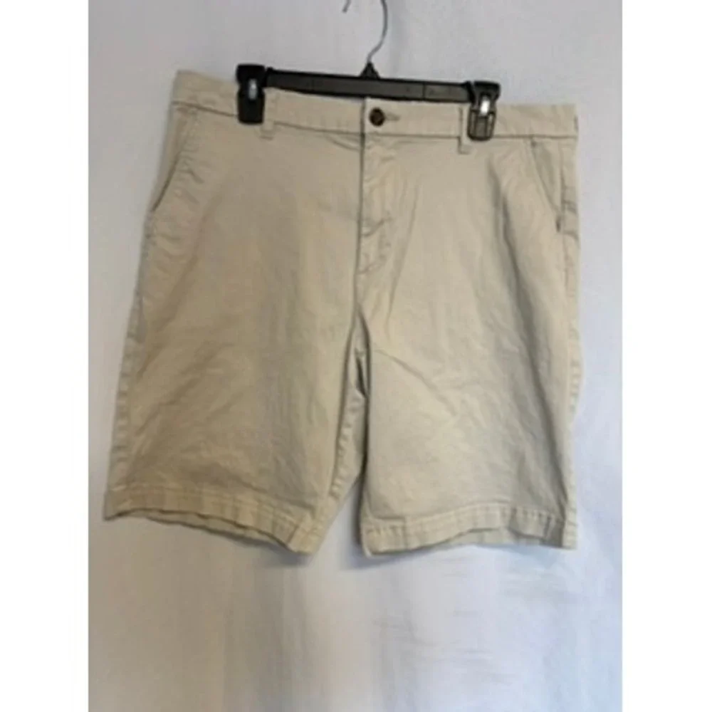Gap Lived-In Stretch Khaki Shorts Mens 36 Tan Beige Flat Front Chino Shorts